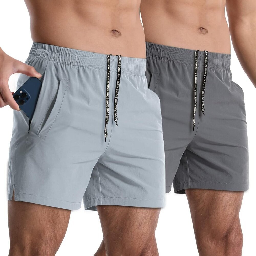 2 Pack Mens Athletic Light Shorts 5 Inch Quick Dry Gym Workout Running Shorts